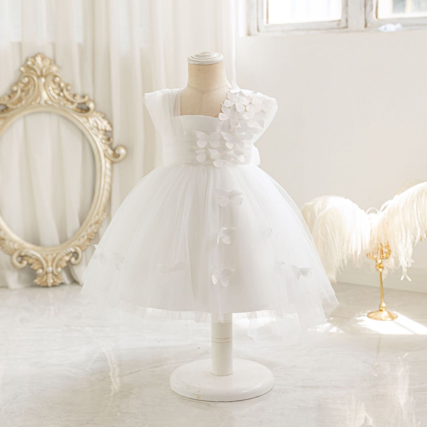 Vestido de Fiesta Infantil Pequeño Tul y Flores