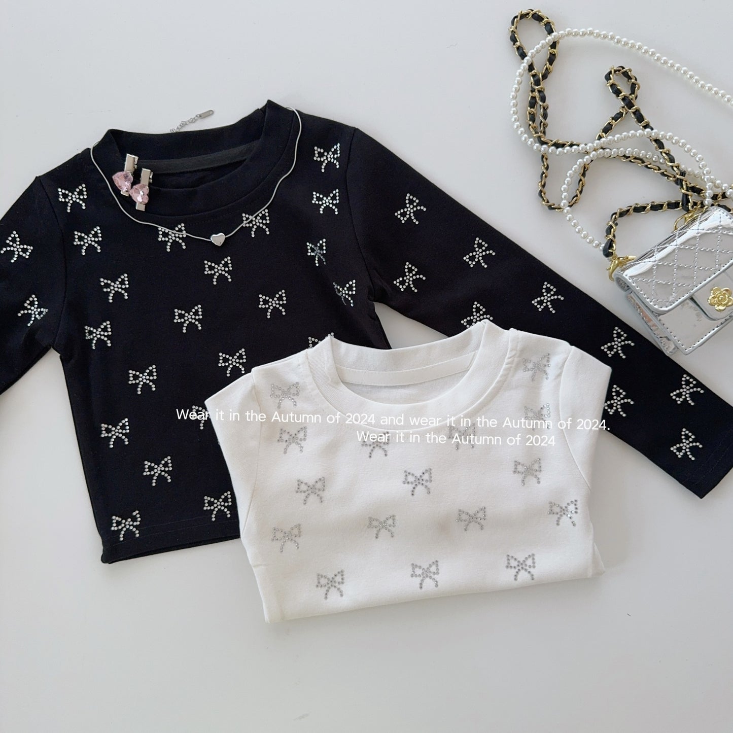 Blusa infantil para niña con lazos brillantes
