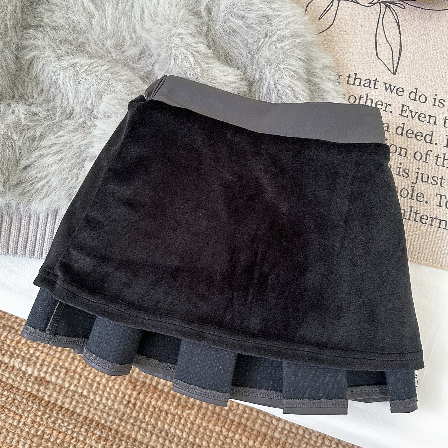 Conjunto de Pelo y Falda de Invierno para Mujer Infantil