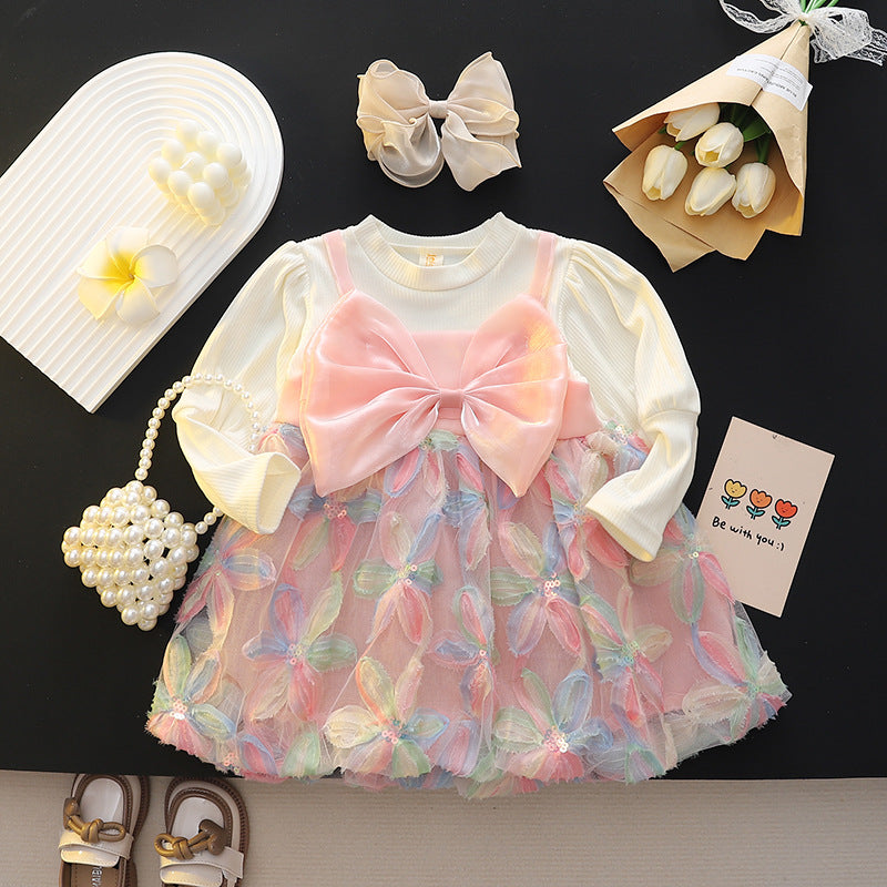 Vestido infantil con lazo floral