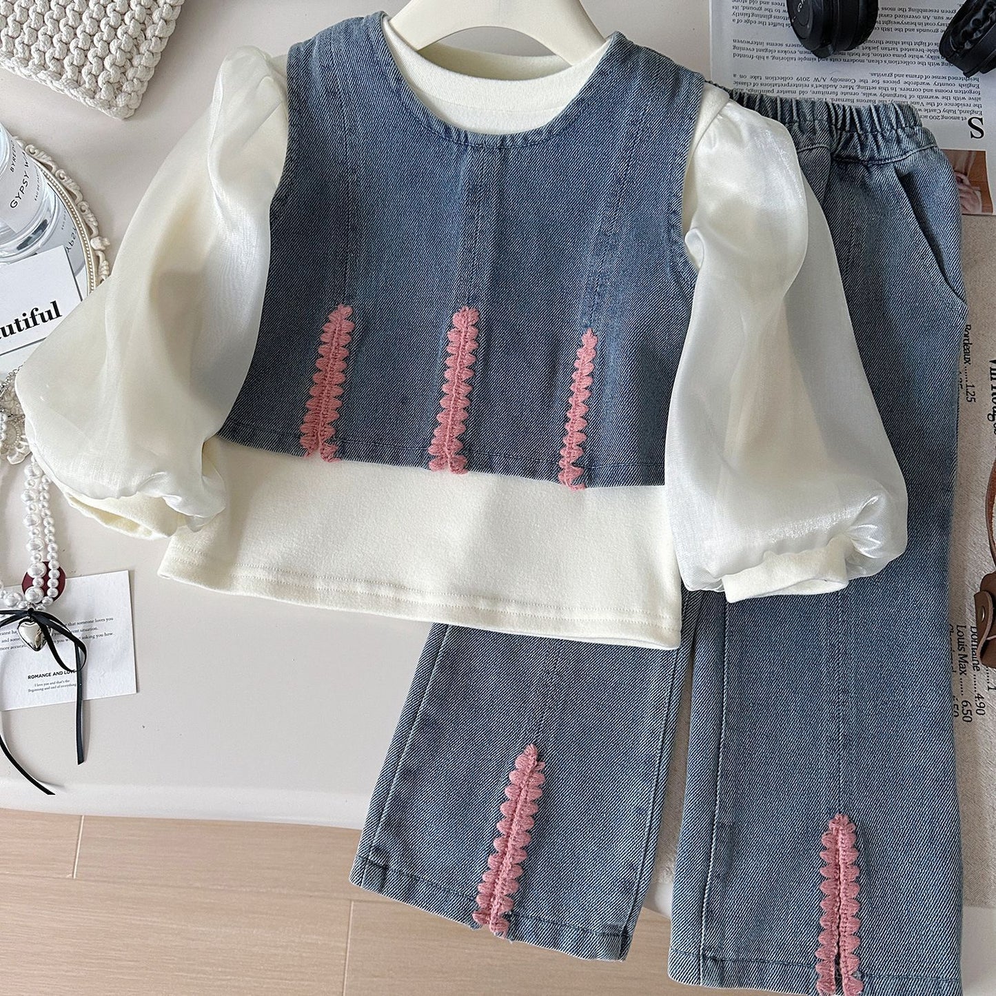 Conjunto de Jeans de 3 Piezas para Niñas