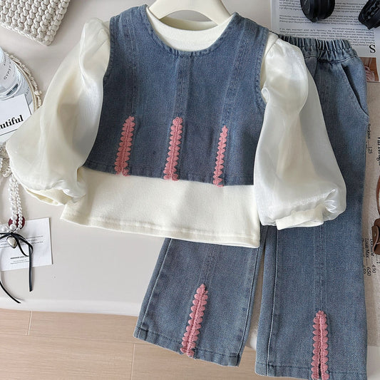 Conjunto de Jeans de 3 Piezas para Niñas