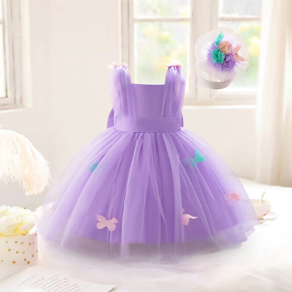 Vestido Infantil Mariposa Morada