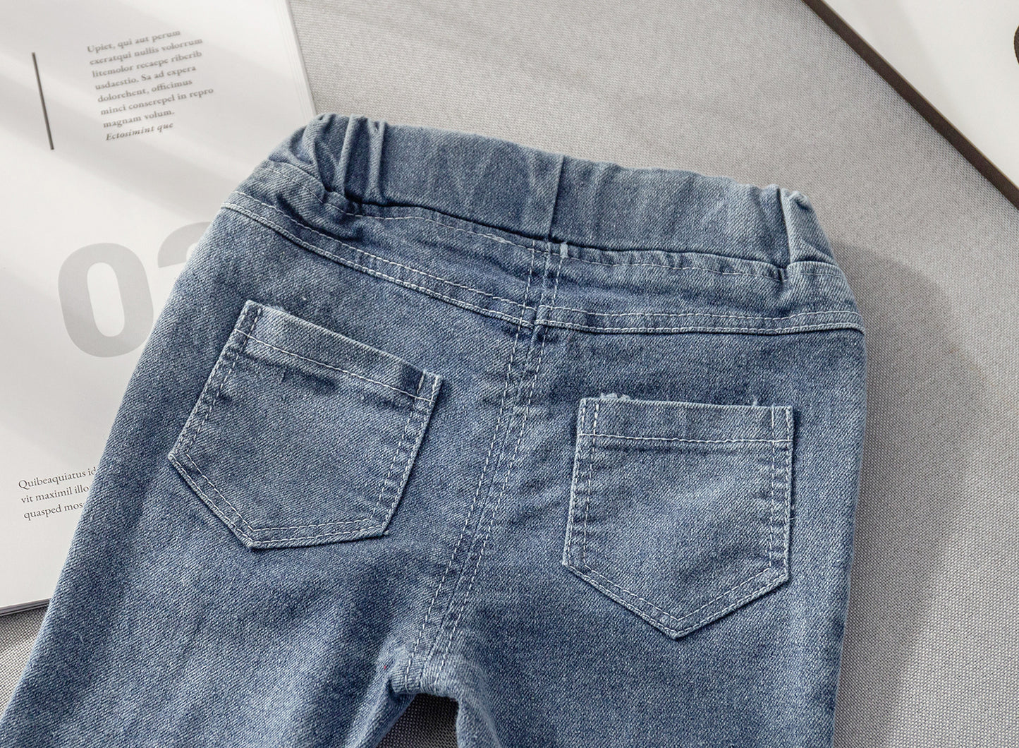 Pantalón Jeans Infantil Lazo y Perlas