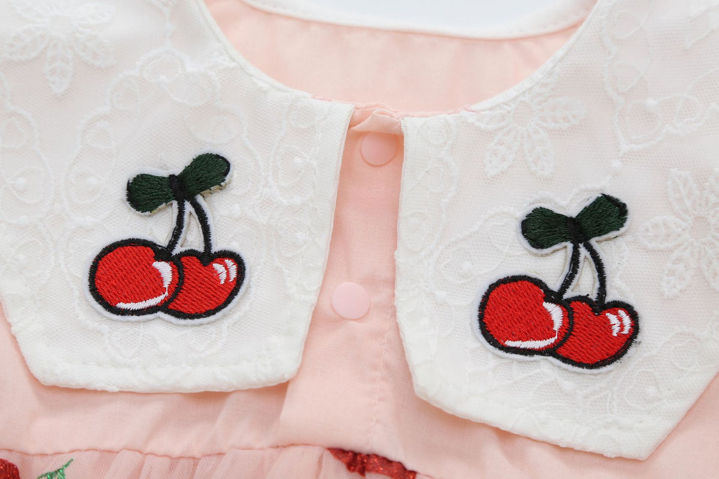 Vestido Infantil Cerejinhas de Tul