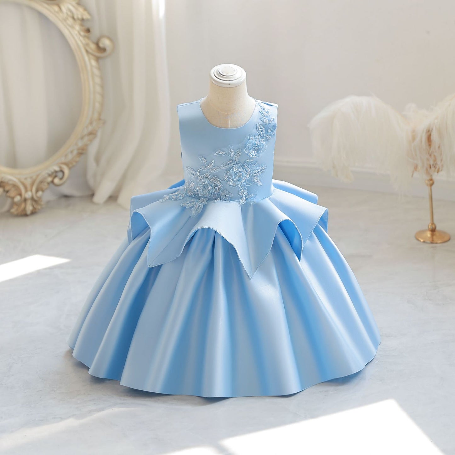 Vestido de Fiesta Infantil Flores Brillantes