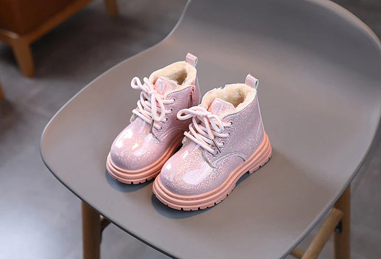 Bota Infantil Peluda Brillante Mujer