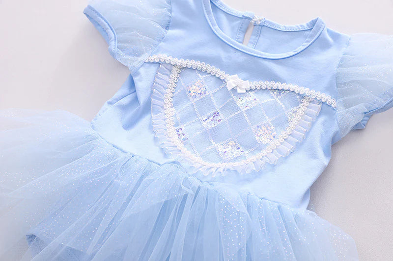 Vestido Infantil Princesa de Encaje Azul