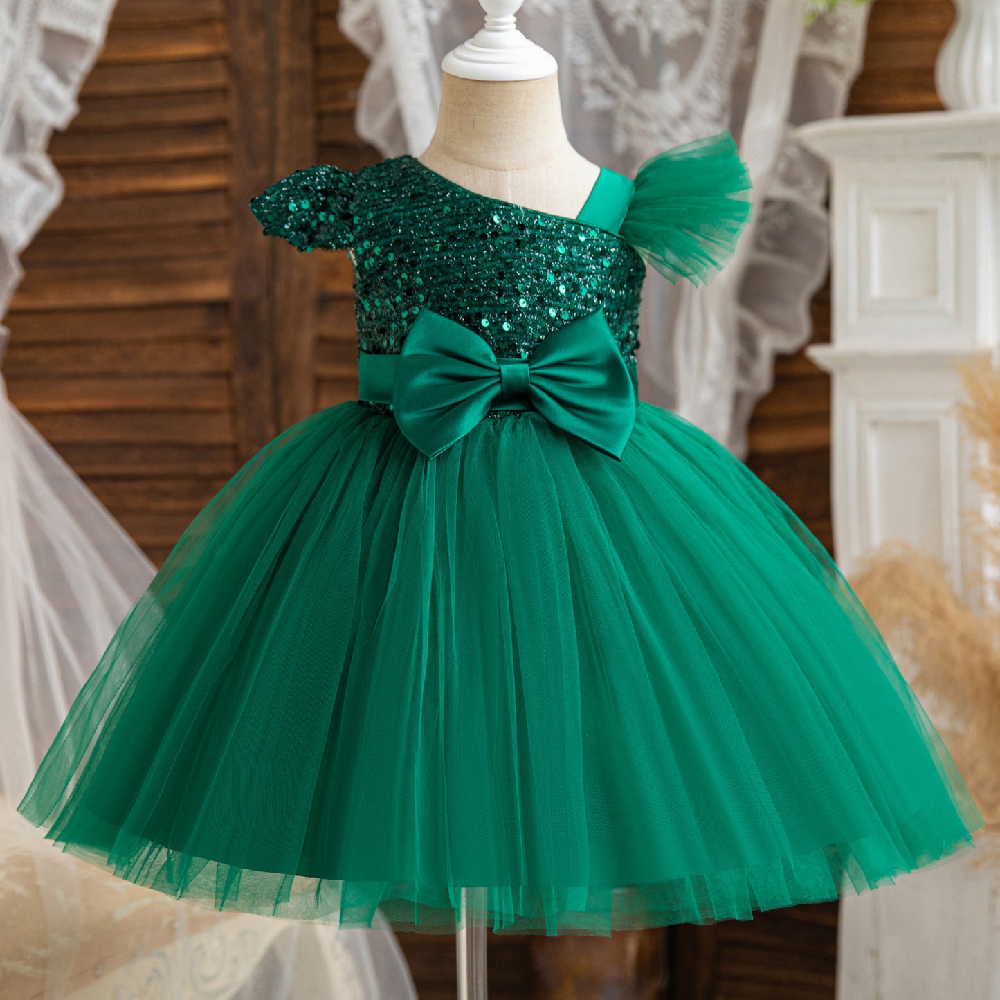 Vestido infantil con lazo Brillante Navideño