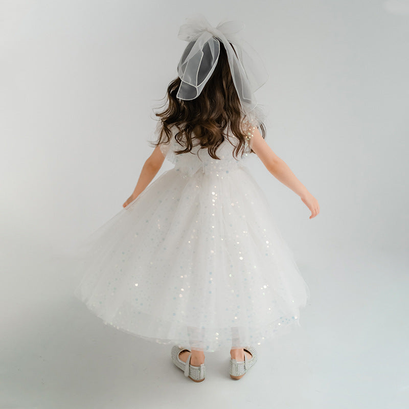 Vestido Infantil Blanco Brillante