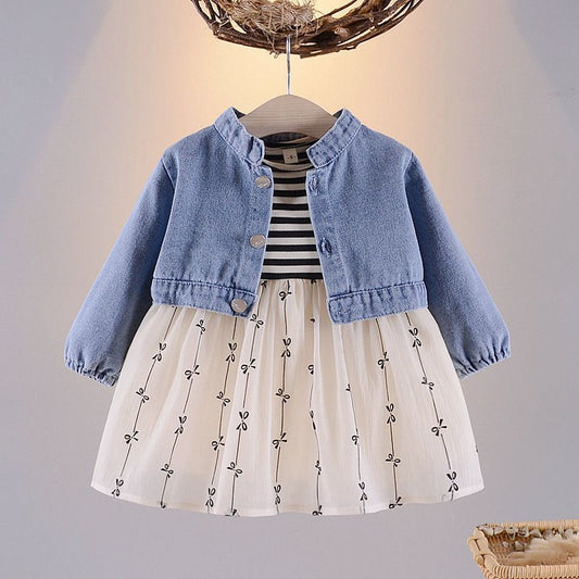 Vestido Infantil con Lazos y Chaqueta