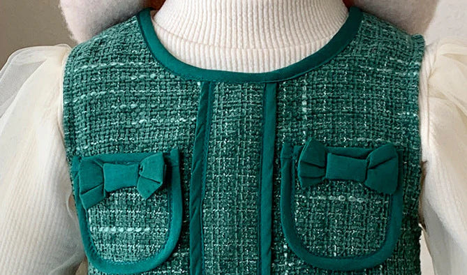 Vestido Infantil Invierno/Verano Bolsos Verdes