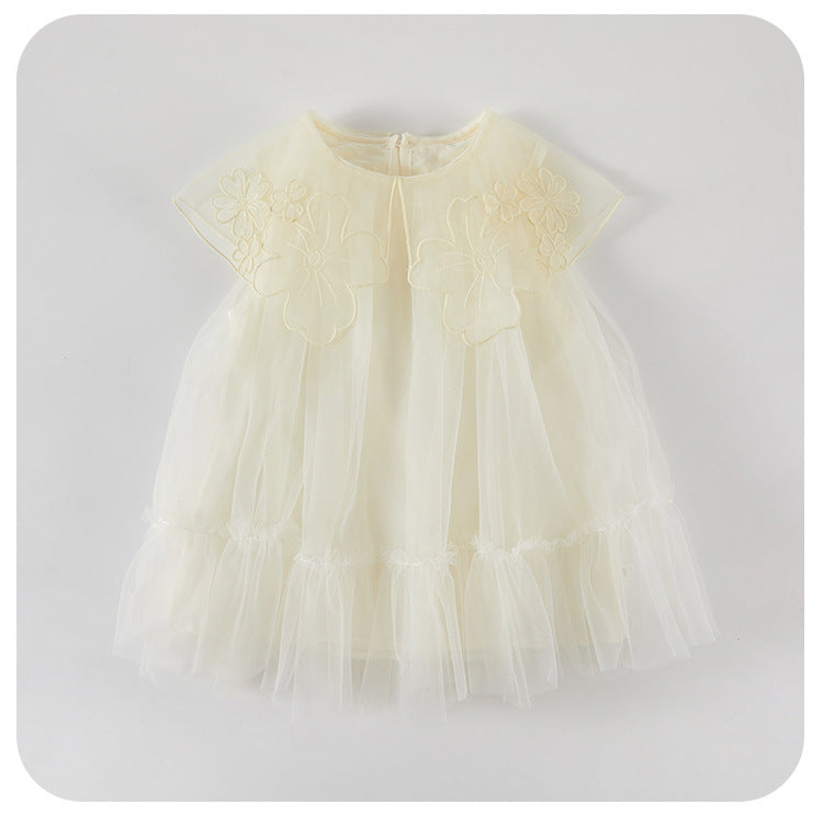 Vestido Infantil Con Cuello Floral