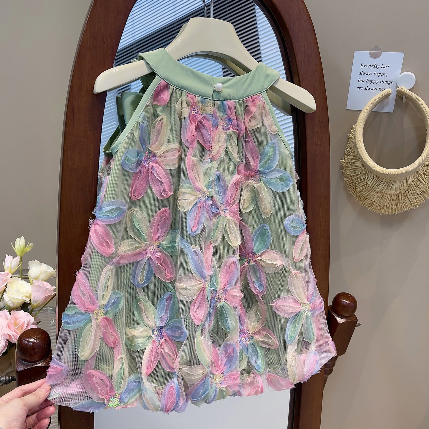 Vestido Infantil Mujer Flores y Lazo