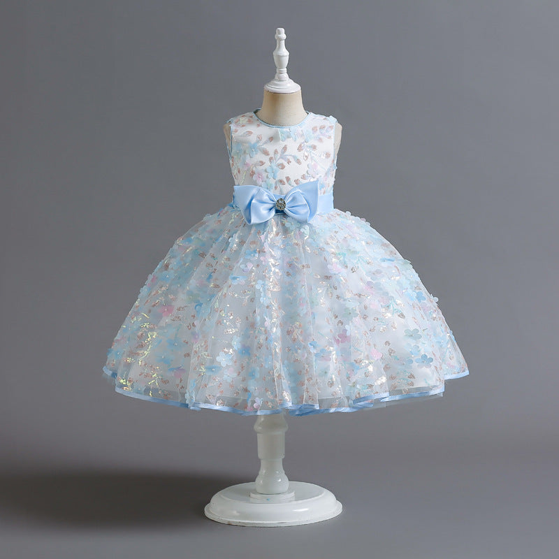Vestido Infantil con Flores y Lazo