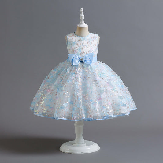 Vestido Infantil con Flores y Lazo