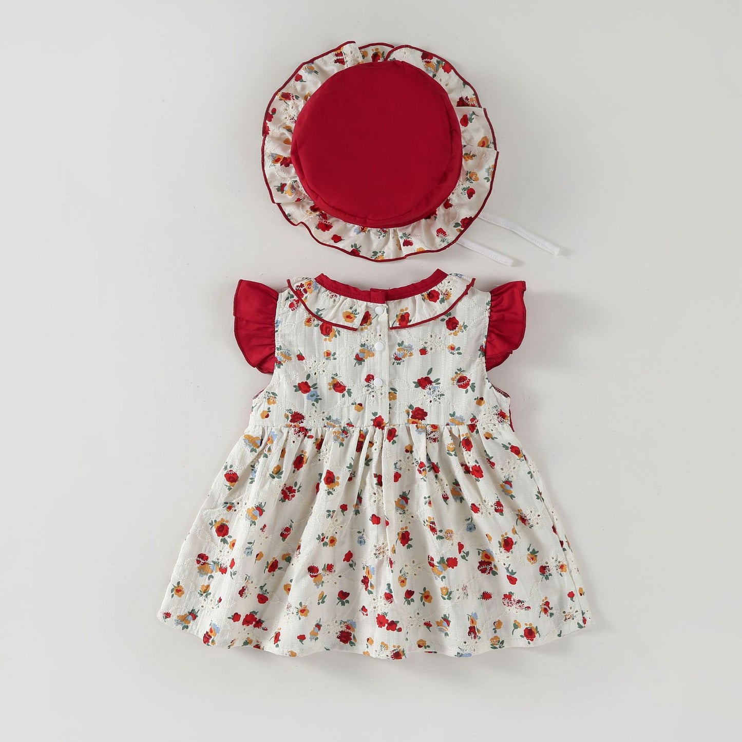Vestido Infantil de Verano con Flores + Gorro