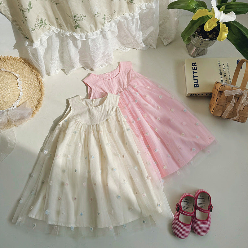 Vestido Infantil con Flores Bordadas