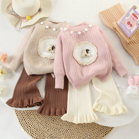 Conjunto de punto de conejito para niña