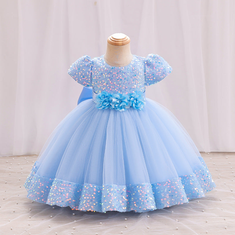 Vestido Infantil Flores Brillantes