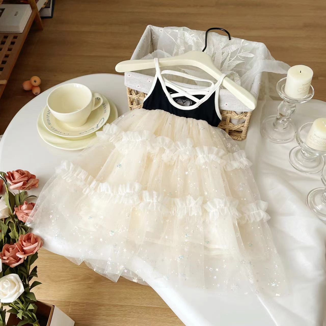 Vestido Infantil Corazón y Tul Estrellas