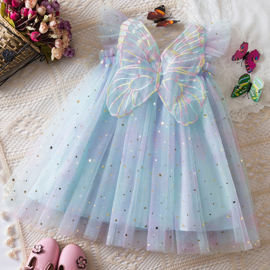 Vestido Infantil con Estrellas y Alas