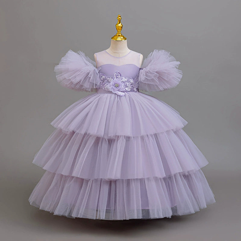 Vestido de fiesta infantil con flores de tul