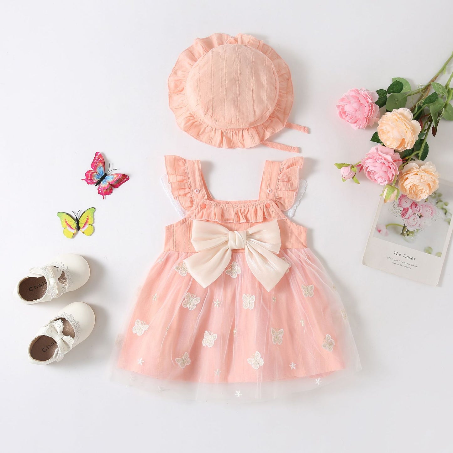 Vestido infantil mariposa y lazo