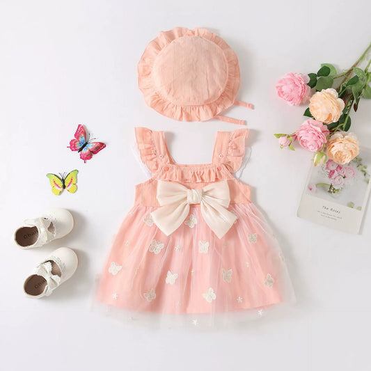 Vestido infantil con mariposas y lazo