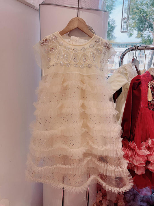 Vestido infantil de tul brillante