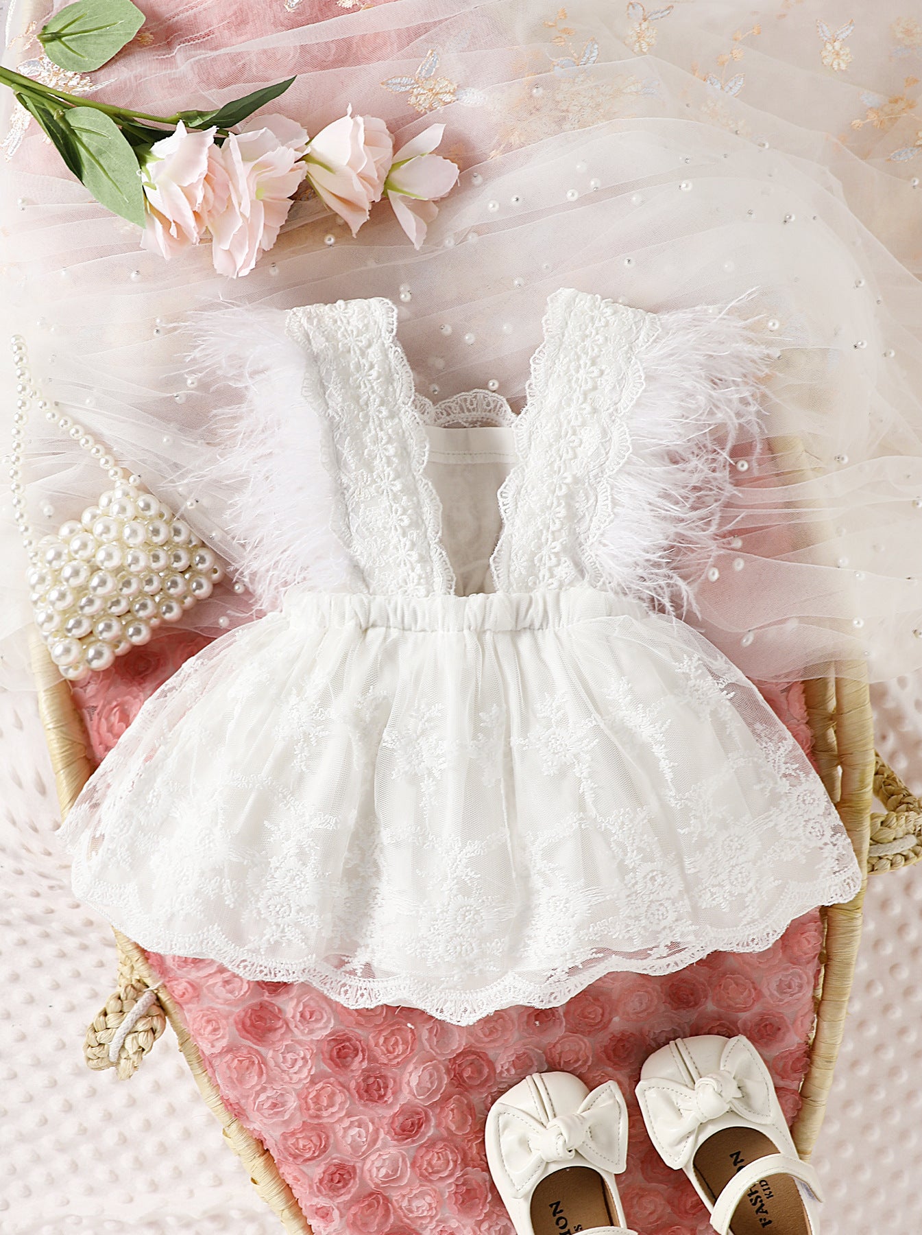 Vestido Infantil Flores y Encaje