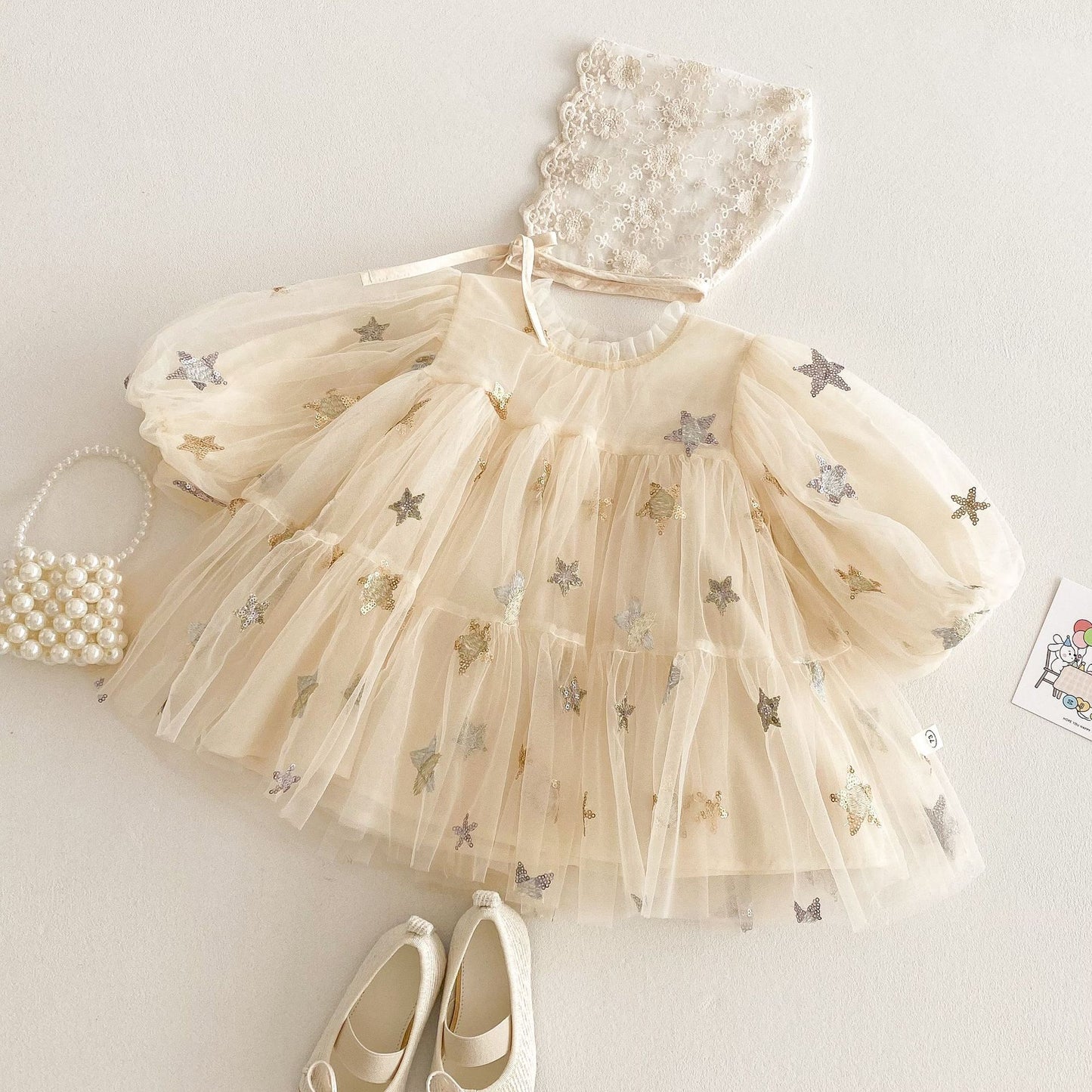 Vestido Infantil de Tul con Estrellas