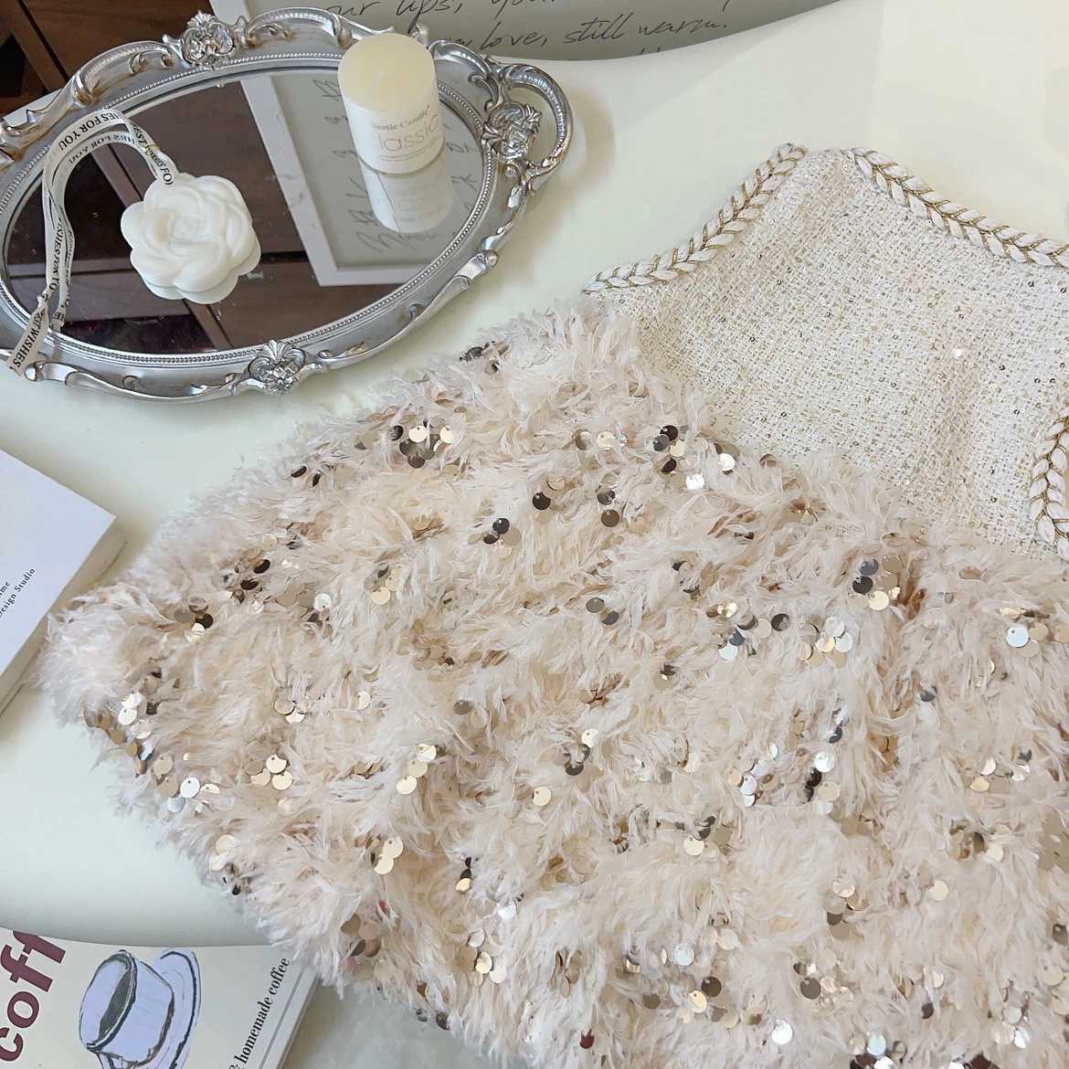 Conjunto de Vestido Infantil de Pelo Brillante