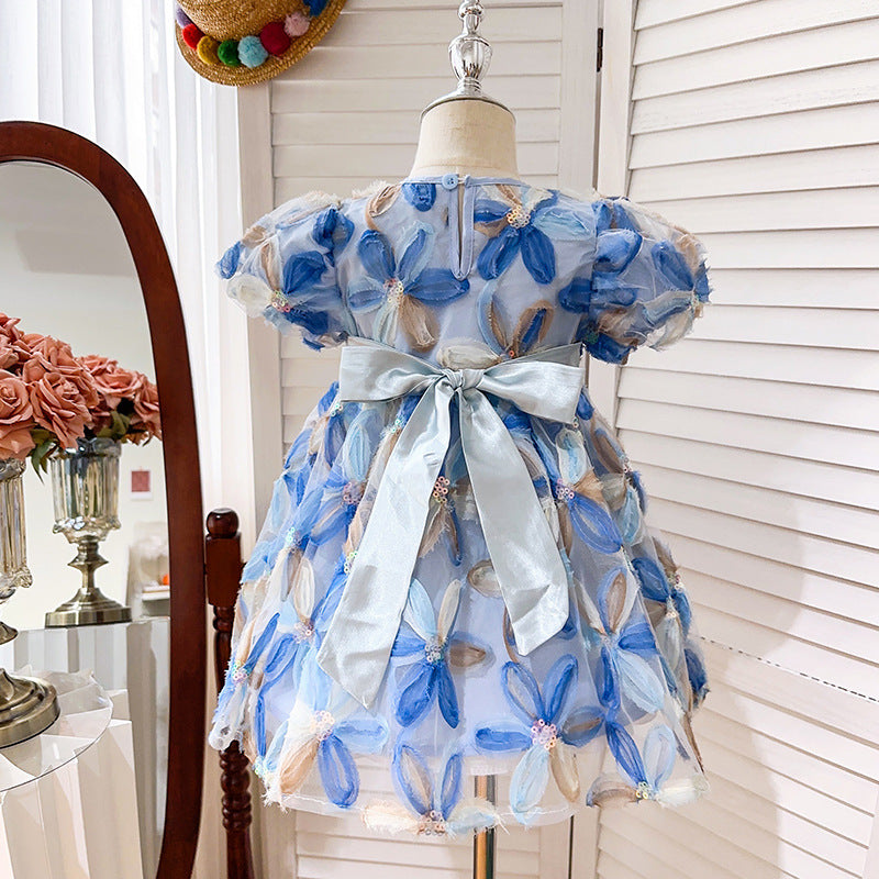 Vestido Infantil Flores e Lacinho