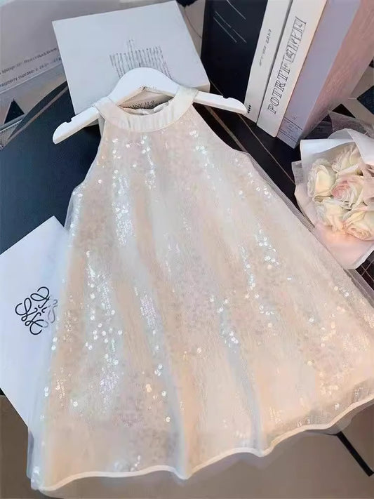 Vestido Infantil Brillante con Lazo
