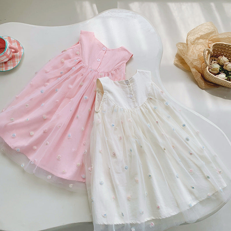 Vestido Infantil con Flores Bordadas