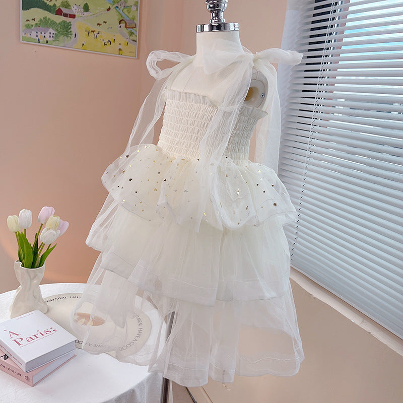 Vestido Infantil Tul Estrellas Escalonadas