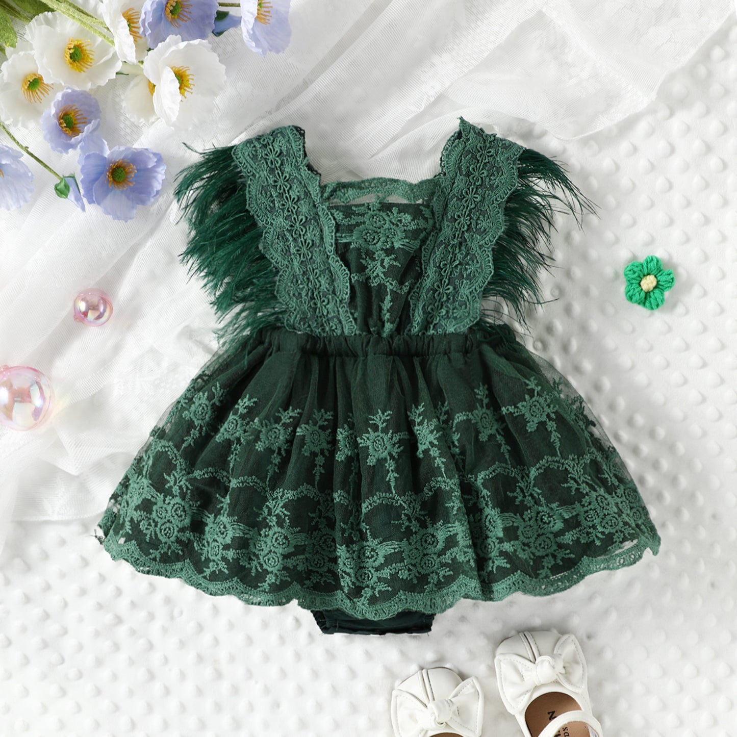 Vestido Infantil Flores y Encaje