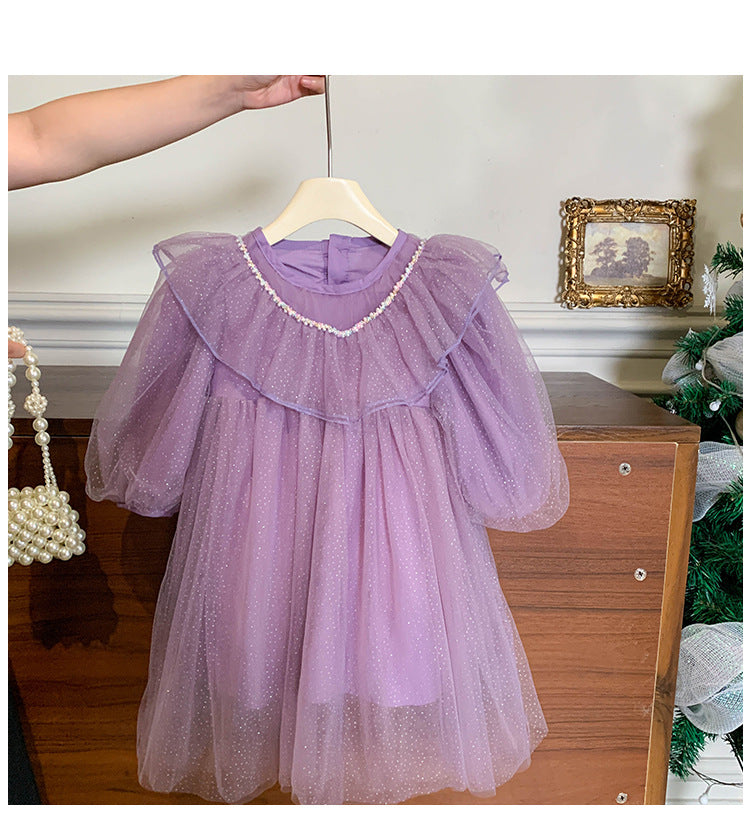 Vestido Infantil Tul Morado