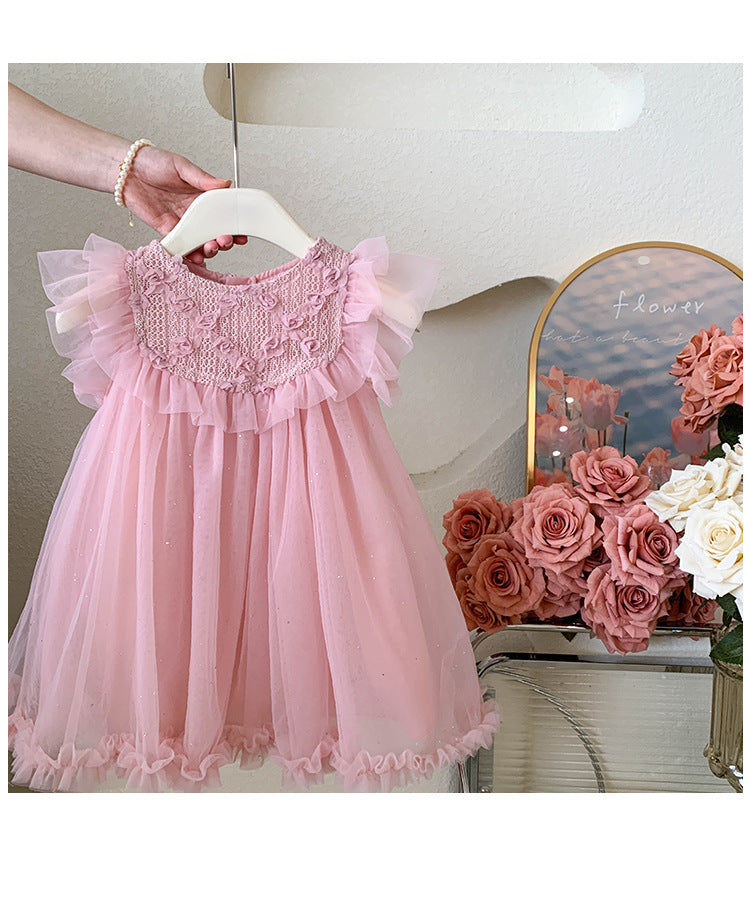 Vestido Infantil De Flores De Tul