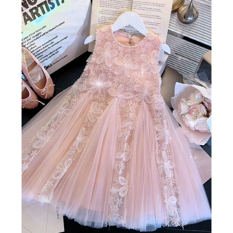 Vestido Infantil de Tul Floral