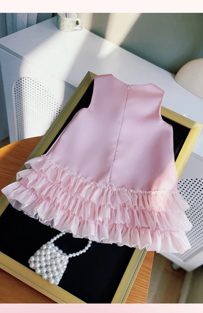 Vestido de Niña con Flores y Bajo de Tul