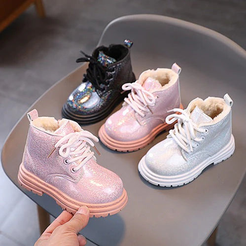 Bota Infantil Peluda Brillante Mujer