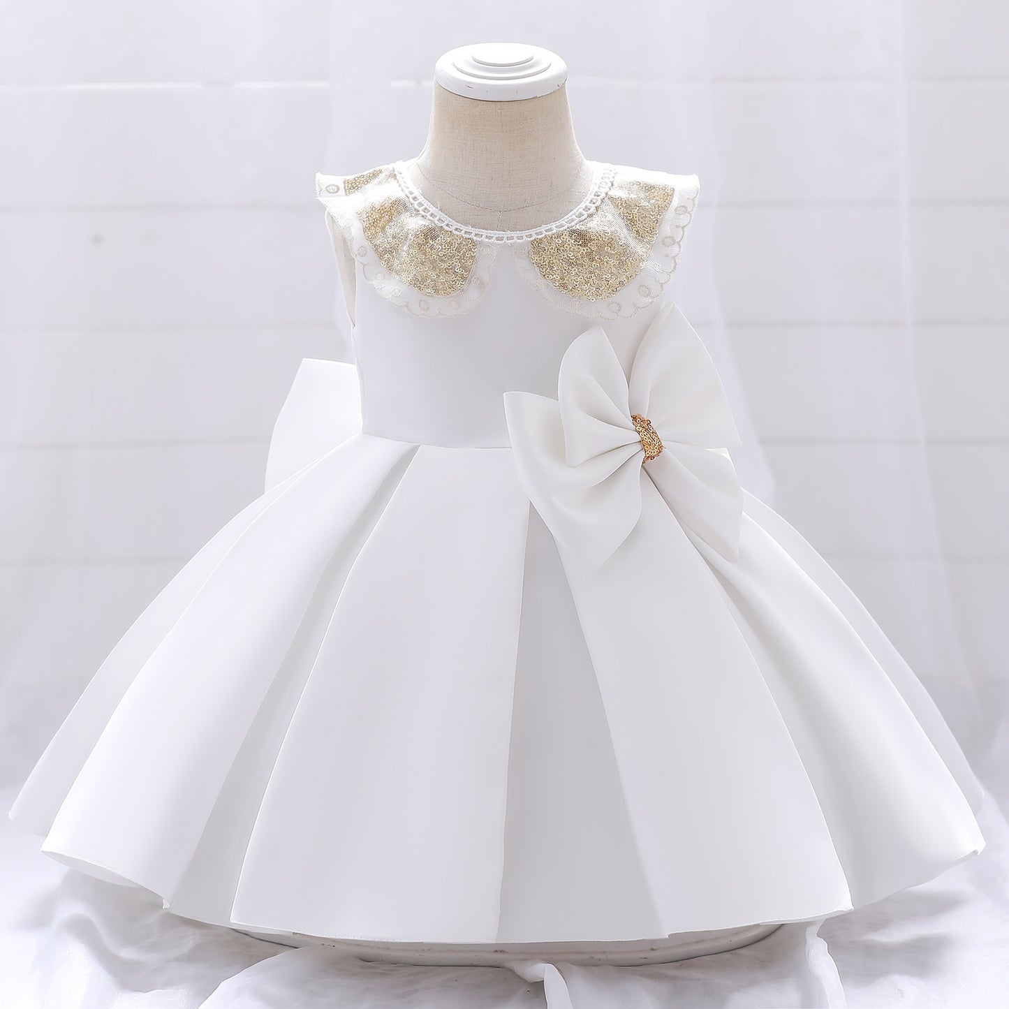 Vestido de fiesta infantil de encaje brillante