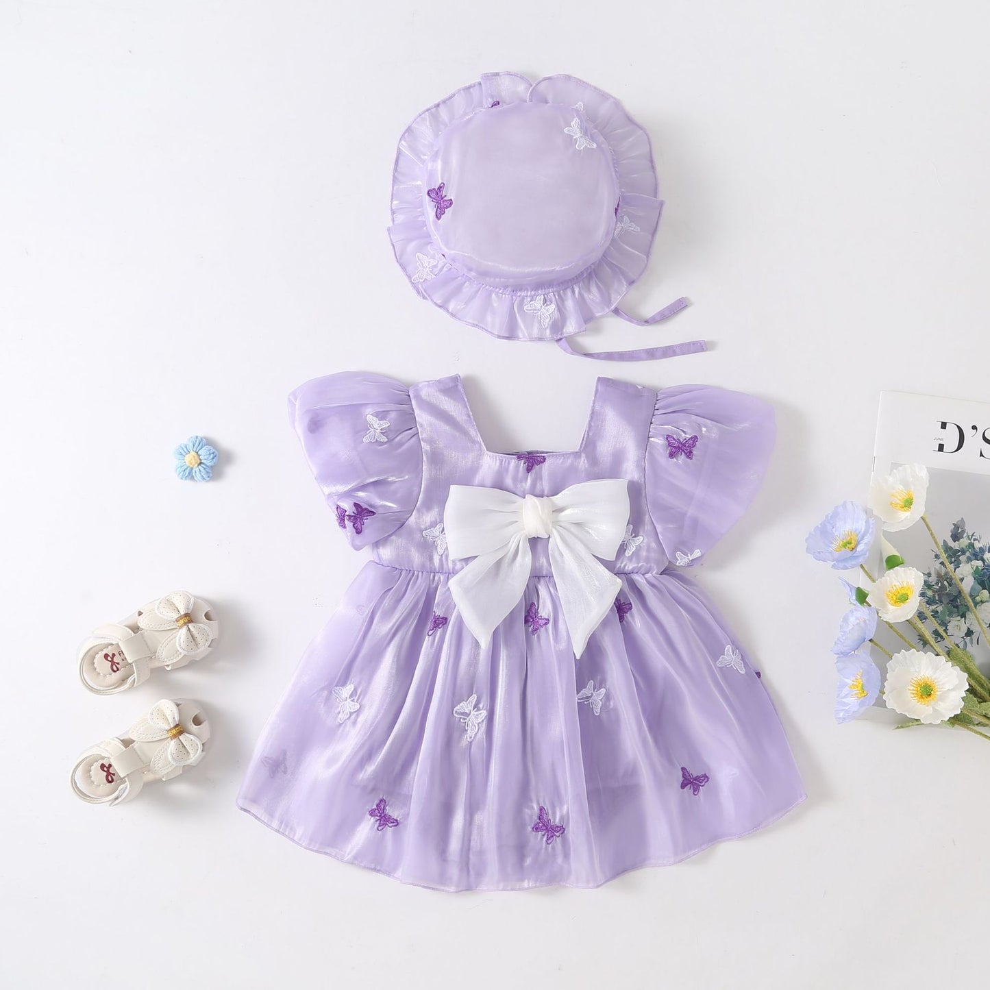 Vestido Infantil Mariposa + Gorro