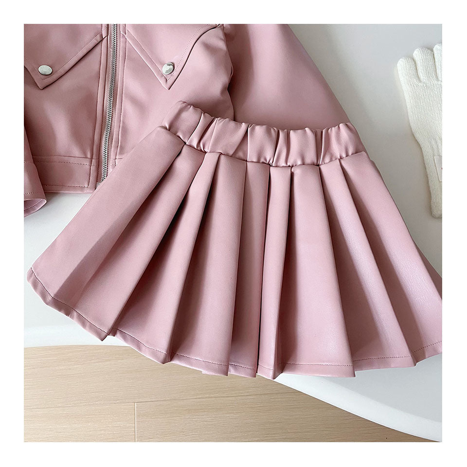 Conjunto Infantil de Mujer Chaqueta y Falda Plisada