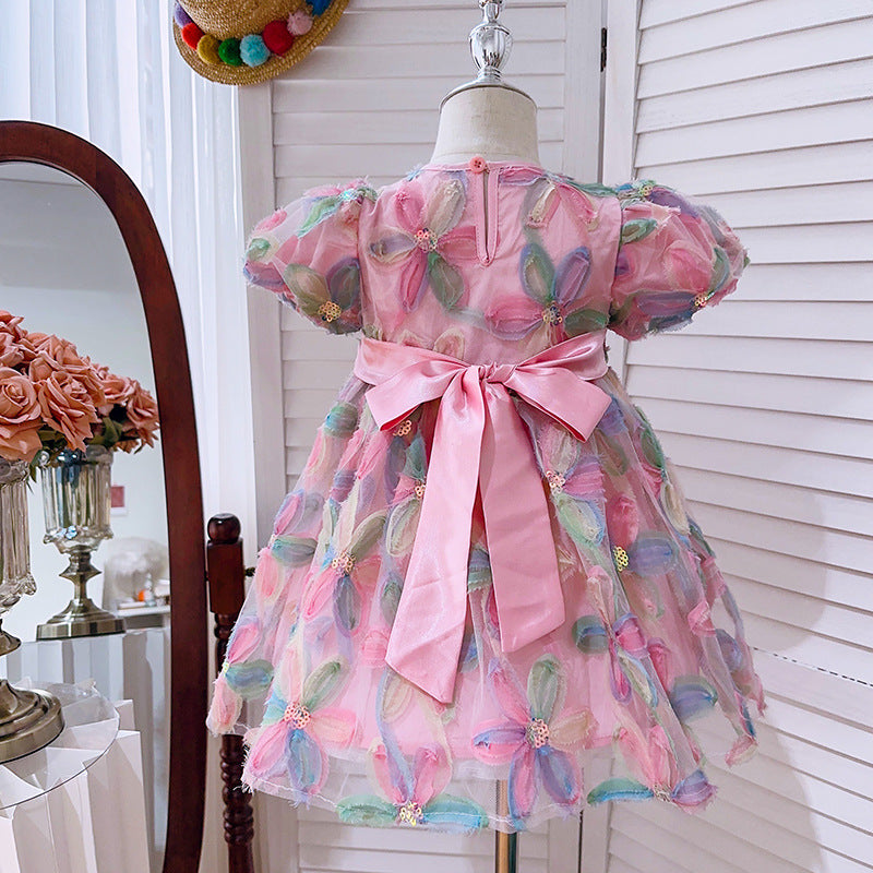 Vestido Infantil Flores e Lacinho