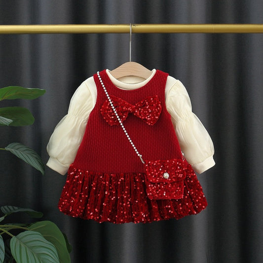 Vestido y blusa infantil brillante