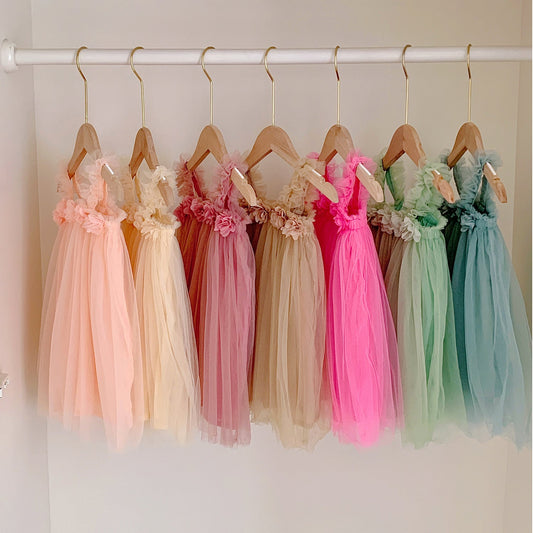 Vestido Infantil De Flores De Tul