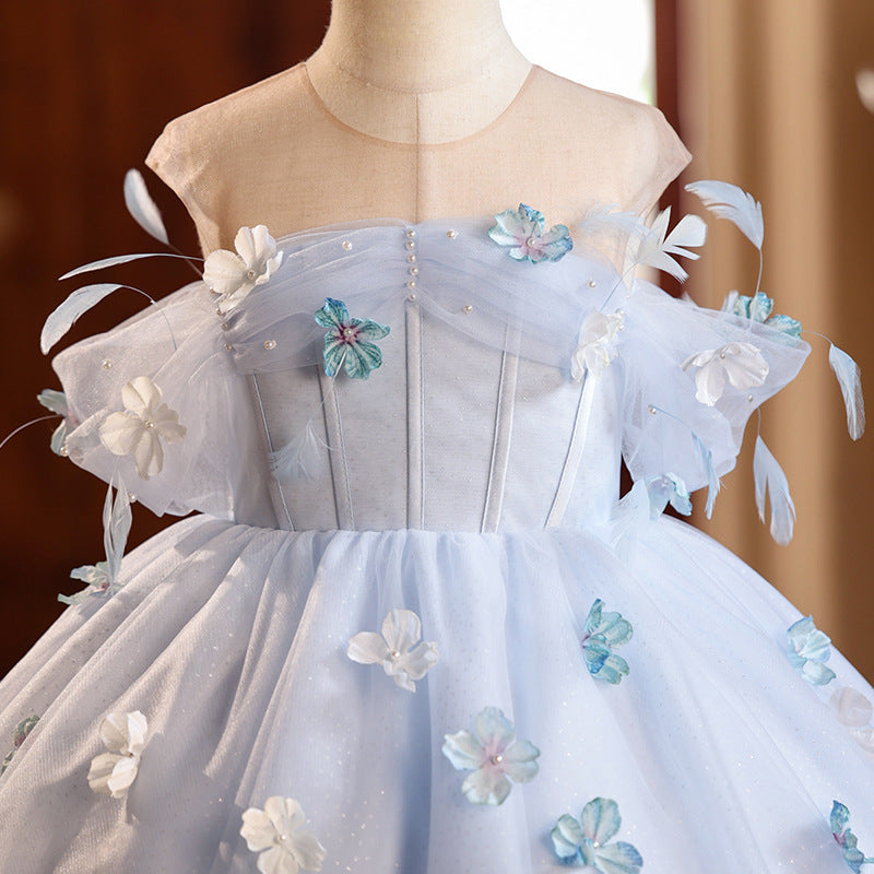 Vestido Infantil Azul con Mariposas